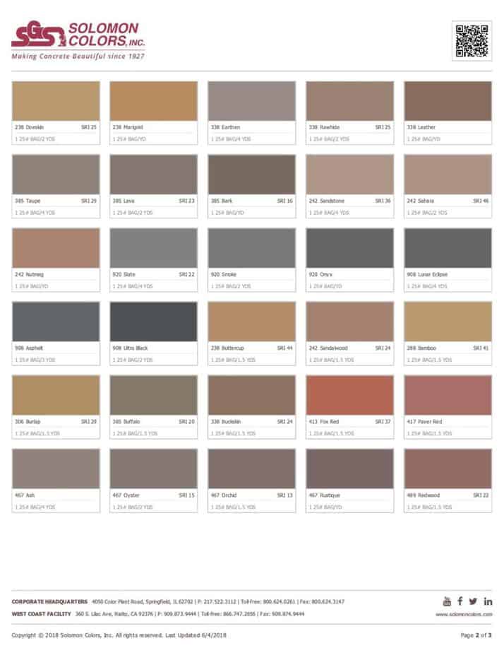 Color Charts for Integral and Standard Cement Colors | Cement Colors