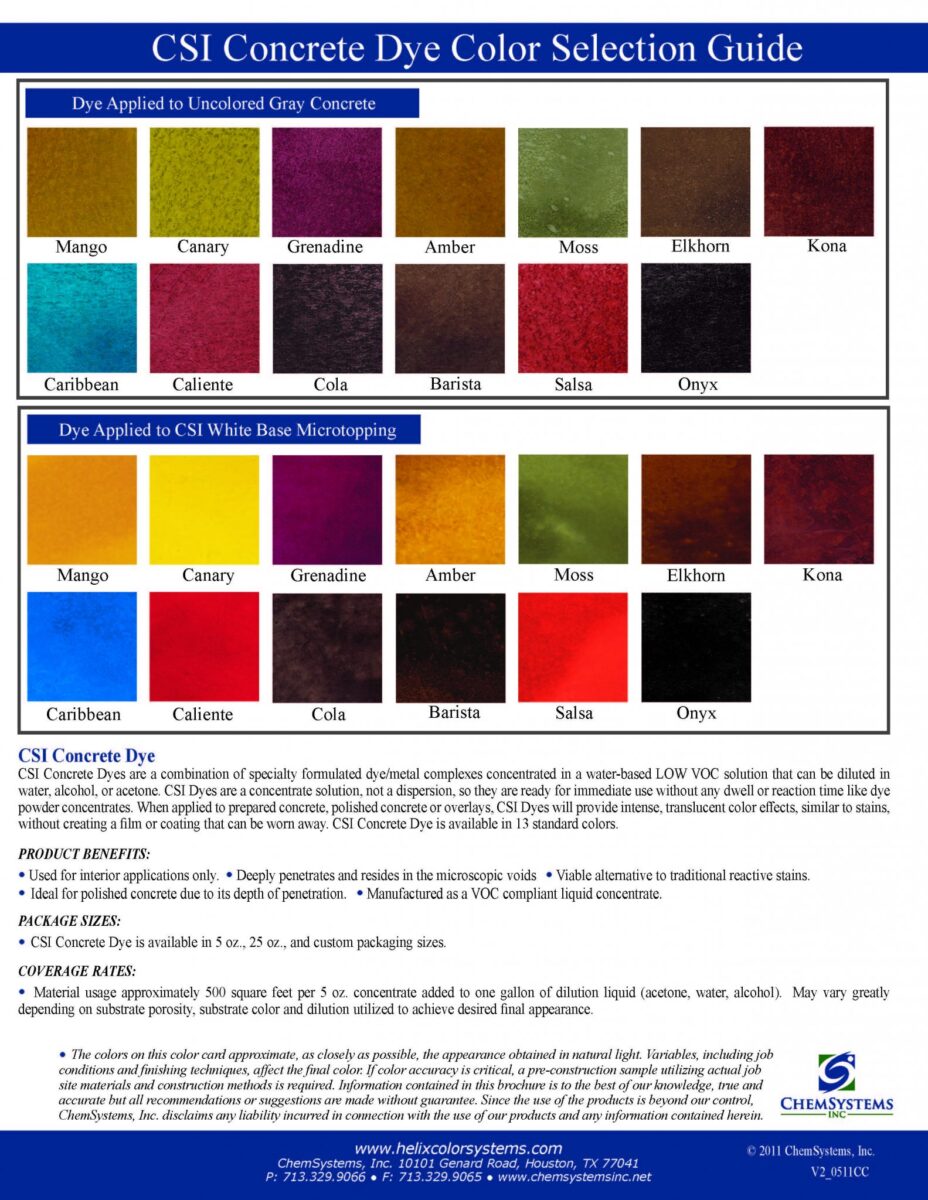 Gray Portland Concrete Pigment Color Chart - Direct Colors