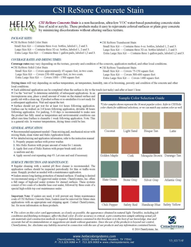 Color Charts for Integral and Standard Cement Colors | Cement Colors